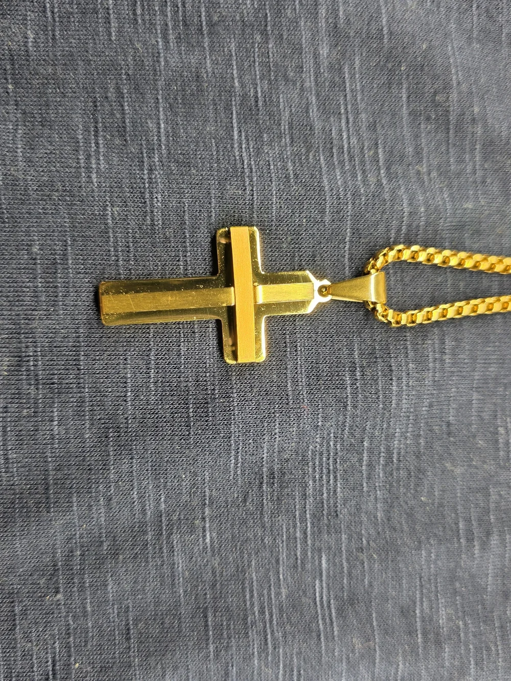 Edforce Men’s Gold Stainless Steel Cross Pendant Necklace 24”